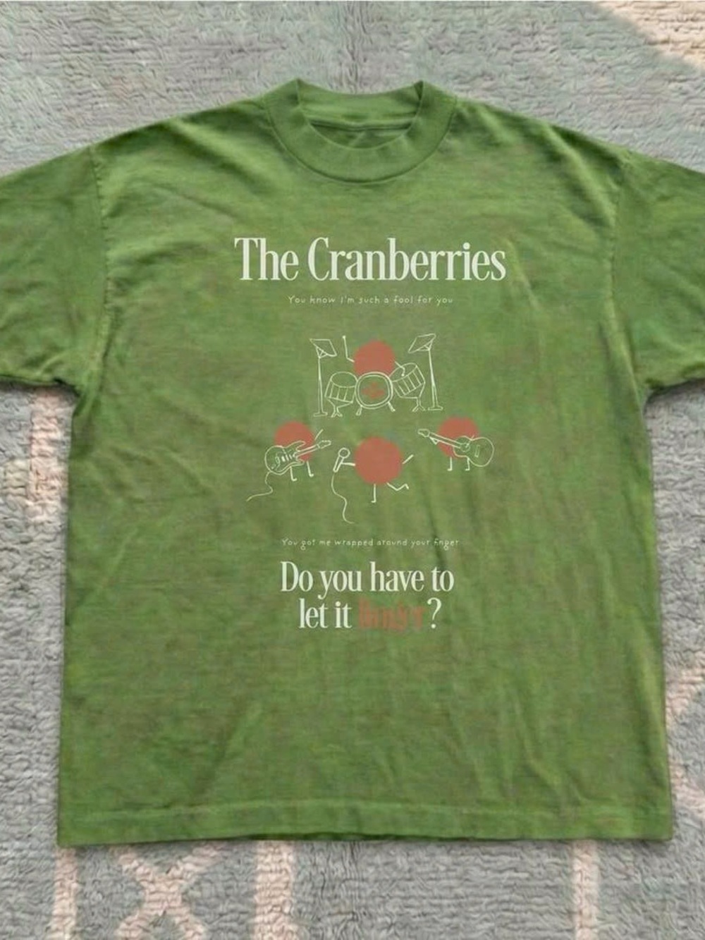 Gildan Green The Cranberries Graphic Tee with Red Accents